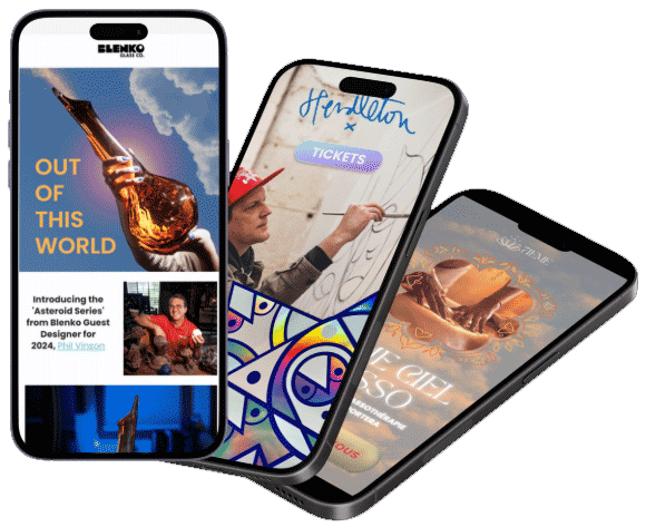 Email newsletter designs by Nexo Marketing shown on mobile phones