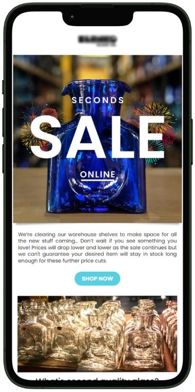 Ecommerce clearance email by Nexo Marketing with enhanced product photography
